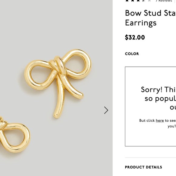 NWT Bow Stud Statement Earrings Madewell - Picture 2 of 5